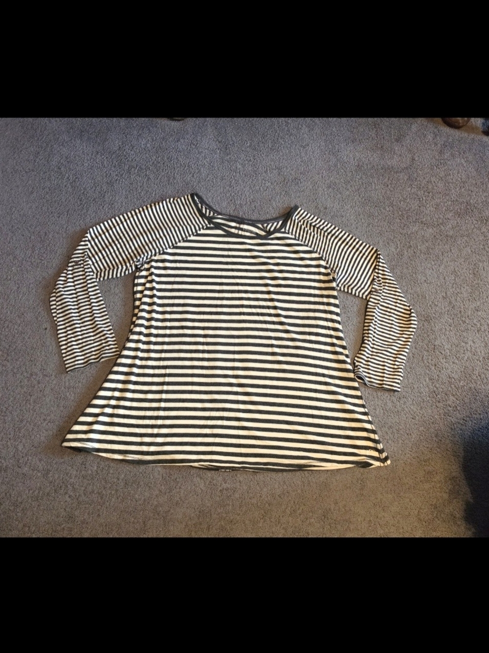 Calvin Klein Black and White Striped Long Sleeve Tee Size 1X Soft & Breathable
